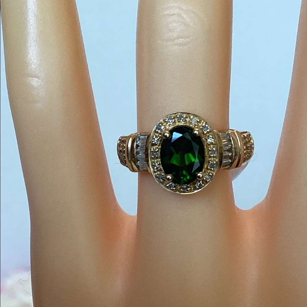 14k, CROME DIOPSIDE & DIAMOND RING - Picture 4 of 7
